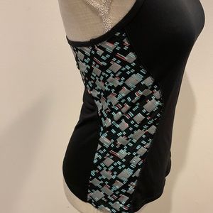 Very stylish workout Size S top,See Photos, like new Black with geometry pattern